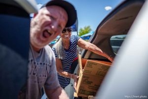 (Trent Nelson  |  The Salt Lake Tribune)  at a mobile food pantry sponsored by Utah Food Bank in Taylorsville on Monday, June 26, 2023.