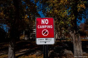 (Trent Nelson  |  The Salt Lake Tribune) A sign reads, 