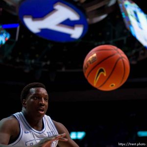 (Trent Nelson  |  The Salt Lake Tribune) Brigham Young Cougars forward Fousseyni Traore (45) as BYU hosts Cincinnati, NCAA basketball in Provo on Saturday, Jan. 6, 2024.