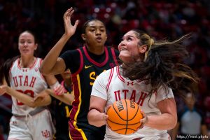 (Trent Nelson  |  The Salt Lake Tribune) Utah Utes forward Alissa Pili (35) as Utah hosts USC, NCAA basketball in Salt Lake City on Friday, Jan. 19, 2024.