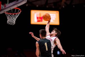 (Trent Nelson  |  The Salt Lake Tribune) 
Ike Palmer as Herriman defeats Davis  in the 6A high school boys basketball tournament in Salt Lake City on Monday, Feb. 26, 2024.