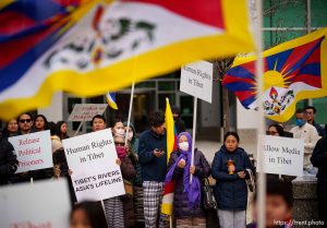 (Trent Nelson  |  The Salt Lake Tribune)  Rally for human rights in Tibet in Salt Lake City on Friday, March 1, 2024.