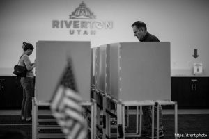 (Trent Nelson  |  The Salt Lake Tribune) Citizens vote at Riverton City Hall on Tuesday, June 25, 2024.