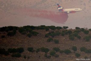 (Trent Nelson  |  The Salt Lake Tribune) Crews fight the Boulter Fire in southeast Tooele County and Juab County on Saturday, Aug. 24, 2024.