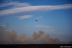(Trent Nelson  |  The Salt Lake Tribune) Crews fight the Boulter Fire in southeast Tooele County and Juab County on Saturday, Aug. 24, 2024.