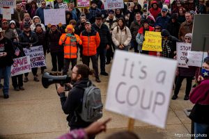 (Trent Nelson  |  The Salt Lake Tribune) Protests at the Utah Capitol in Salt Lake City over the policies of Donald Trump on Monday, Feb. 17, 2025.
