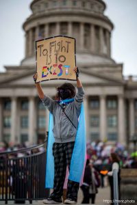 (Trent Nelson  |  The Salt Lake Tribune) Protests at the Utah Capitol in Salt Lake City over the policies of Donald Trump on Monday, Feb. 17, 2025.