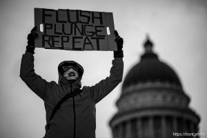 (Trent Nelson  |  The Salt Lake Tribune) Protests at the Utah Capitol in Salt Lake City over the policies of Donald Trump on Monday, Feb. 17, 2025.