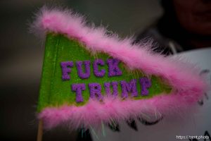 (Trent Nelson  |  The Salt Lake Tribune) Protests at the Utah Capitol in Salt Lake City over the policies of Donald Trump on Monday, Feb. 17, 2025.