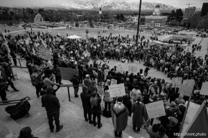 (Trent Nelson  |  The Salt Lake Tribune) Protests at the Utah Capitol in Salt Lake City over the policies of Donald Trump on Monday, Feb. 17, 2025.