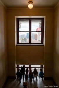 (Trent Nelson  |  The Salt Lake Tribune) Children on a tour of the Utah Capitol in Salt Lake City on Tuesday, Feb. 18, 2025.