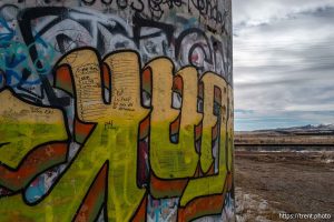 graffiti on silo, desert drive on Sunday, Feb. 23, 2025.