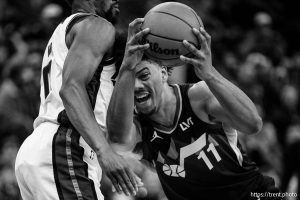 (Trent Nelson  |  The Salt Lake Tribune) Utah Jazz guard Jaden Springer (11) as the Utah Jazz host the Sacramento Kings, NBA basketball in Salt Lake City on Wednesday, Feb. 26, 2025.