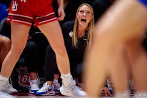 (Trent Nelson  |  The Salt Lake Tribune) BYU coach Amber Whiting as Utah hosts BYU, NCAA basketball in Salt Lake City on Saturday, March 1, 2025.