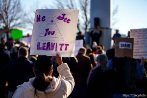 (Trent Nelson  |  The Salt Lake Tribune) We Are The People protest outside of the Utah Coalition Against Pornography's conference in Sandy on Saturday, March 1, 2025.