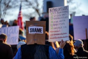 (Trent Nelson  |  The Salt Lake Tribune) We Are The People protest outside of the Utah Coalition Against Pornography's conference in Sandy on Saturday, March 1, 2025.