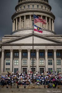 (Trent Nelson  |  The Salt Lake Tribune) A 50501 protest at the Utah Capitol in Salt Lake City on Tuesday, March 4, 2025.