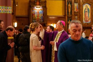 (Trent Nelson  |  The Salt Lake Tribune) Bishop Oscar Solis during Ash Wednesday Mass at the Cathedral of the Madeleine in Salt Lake City on Wednesday, March 5, 2025.