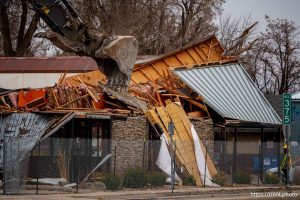 Demolition of Pat's BBQ, State Street, in South Salt Lake on Wednesday, March 5, 2025.