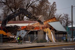 Demolition of Pat's BBQ, State Street, in South Salt Lake on Wednesday, March 5, 2025.