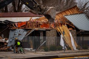 Demolition of Pat's BBQ, State Street, in South Salt Lake on Wednesday, March 5, 2025.