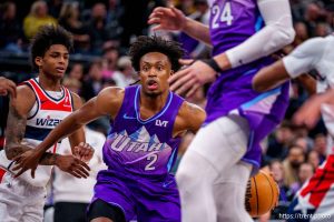 (Trent Nelson  |  The Salt Lake Tribune) Utah Jazz guard Collin Sexton (2) as the Utah Jazz host the Washington Wizards, NBA basketball in Salt Lake City on Wednesday, March 19, 2025.