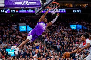 (Trent Nelson  |  The Salt Lake Tribune) Utah Jazz guard Isaiah Collier (13) as the Utah Jazz host the Washington Wizards, NBA basketball in Salt Lake City on Wednesday, March 19, 2025.