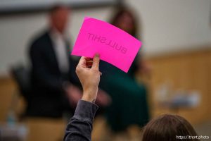 (Trent Nelson  |  The Salt Lake Tribune) A joint town hall with Reps. Celeste Maloy and Mike Kennedy in Salt Lake City on Thursday, March 20, 2025.