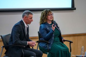 (Trent Nelson  |  The Salt Lake Tribune) 
at a joint town hall with Reps. Celeste Maloy and Mike Kennedy in Salt Lake City on Thursday, March 20, 2025.