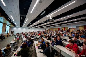 (Trent Nelson  |  The Salt Lake Tribune) A joint town hall with Reps. Celeste Maloy and Mike Kennedy in Salt Lake City on Thursday, March 20, 2025.