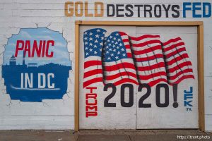 QAnon and MAGA murals, Dillon Appliance, on Monday, March 31, 2025.