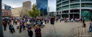 (Trent Nelson  |  The Salt Lake Tribune) People gather at the Wallace F. Bennett Federal Building to protest the administration's refusal to bring Kilmar Armando Abrego Garcia back, in Salt Lake City on Wednesday, April 16, 2025.
