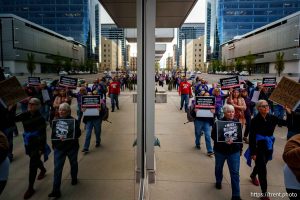 (Trent Nelson  |  The Salt Lake Tribune) People march to the Consulate of El Salvador to protest the Trump administration's refusal to bring Kilmar Armando Abrego Garcia back, in Salt Lake City on Wednesday, April 16, 2025.