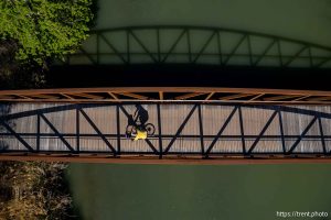 (Trent Nelson  |  The Salt Lake Tribune) A new pedestrian bridge over the Jordan River in Taylorsville on Tuesday, April 22, 2025.