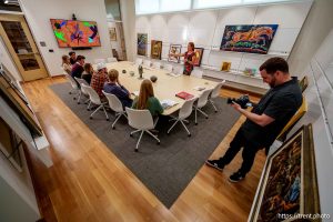 (Trent Nelson  |  The Salt Lake Tribune) An art discussion led by Danielle Stewart is filmed at the new Wanlass Center for Art Education and Research, next to the Nora Eccles Harrison Museum of Art (NEHMA) at Utah State University in Logan, on Monday, April 28, 2025.