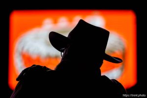 (Trent Nelson  |  The Salt Lake Tribune) A fan watches Post Malone at Rice-Eccles Stadium in Salt Lake City on Tuesday, April 29, 2025.