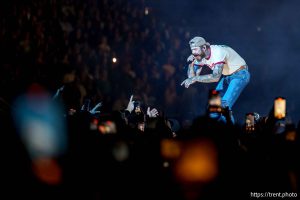 (Trent Nelson  |  The Salt Lake Tribune) Post Malone performs at Rice-Eccles Stadium in Salt Lake City on Tuesday, April 29, 2025.