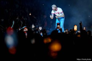 (Trent Nelson  |  The Salt Lake Tribune) Post Malone performs at Rice-Eccles Stadium in Salt Lake City on Tuesday, April 29, 2025.