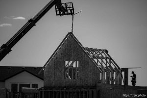 (Trent Nelson  |  The Salt Lake Tribune) Housing under construction at Firefly, a new subdivision in Eagle Mountain, on Friday, May 2, 2025.