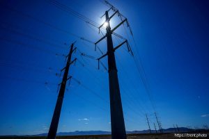 (Trent Nelson  |  The Salt Lake Tribune) Power lines in Eagle Mountain on Friday, May 2, 2025.