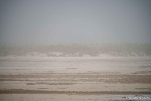 (Trent Nelson  |  The Salt Lake Tribune) Dust blows over the Great Salt Lake on Monday, May 12, 2025.