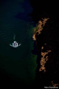 (Trent Nelson  |  The Salt Lake Tribune) Rafts on the Colorado River as seen from Navajo Bridge in Ariz. on Tuesday, May 20, 2025.