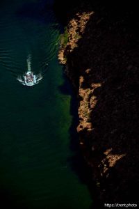 (Trent Nelson  |  The Salt Lake Tribune) Rafts on the Colorado River as seen from Navajo Bridge in Ariz. on Tuesday, May 20, 2025.