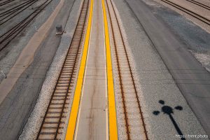 (Trent Nelson | The Salt Lake Tribune) Railroad tracks cut through Salt Lake City on Thursday, May 29, 2025.