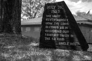 Leroy Johnson monument, Cottonwood Park, Short Creek, on Saturday, May 3, 2025.