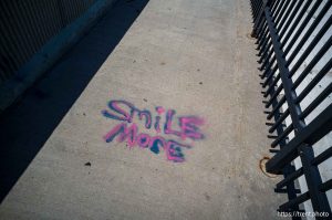smile more graffiti in Salt Lake City on Thursday, May 29, 2025.