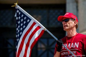 (Trent Nelson  |  The Salt Lake Tribune) Phil Lyman announces a lawsuit to gain access to Utah voting records at a news conference at the Utah Capitol in Salt Lake City on Friday, June 6, 2025.