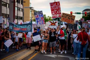 (Trent Nelson | The Salt Lake Tribune) 'No Kings' protest march in Salt Lake City, Saturday, June 14, 2025.