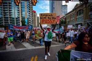 (Trent Nelson | The Salt Lake Tribune) 'No Kings' protest march in Salt Lake City, Saturday, June 14, 2025.