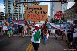 (Trent Nelson | The Salt Lake Tribune) 'No Kings' protest march in Salt Lake City, Saturday, June 14, 2025.